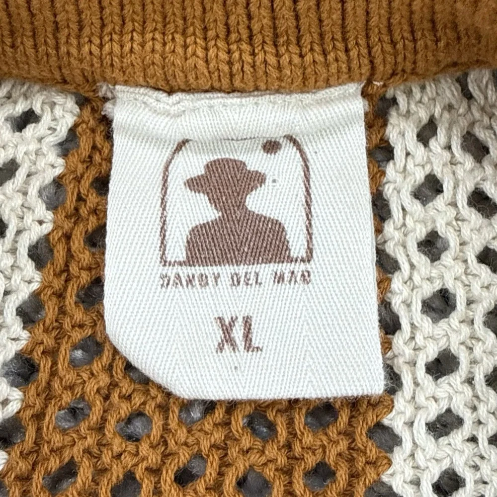 Dandy Del Mar The Dominica Crochet Shirt Men's XL Burnt Sienna Stripe Button Up